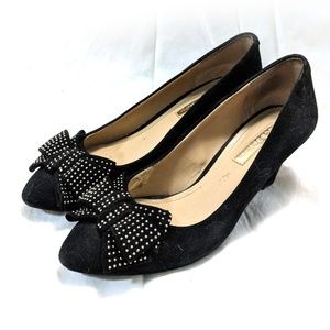 BCBGeneration Asya Wedge Pump in BLACK SUEDE
